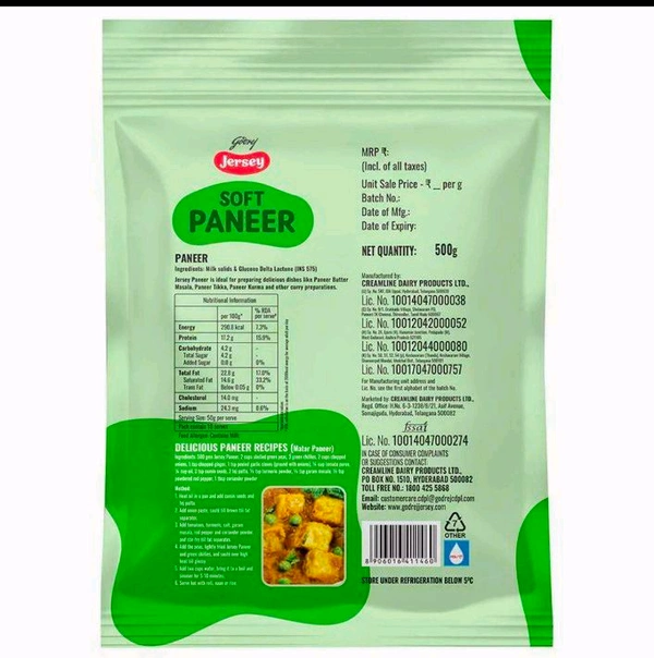 Jersey Fresh Paneer 500 g (Pack)