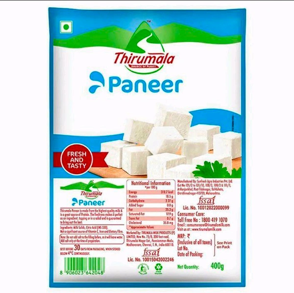 Thirumala Fresh Paneer 400 g (Pack)
