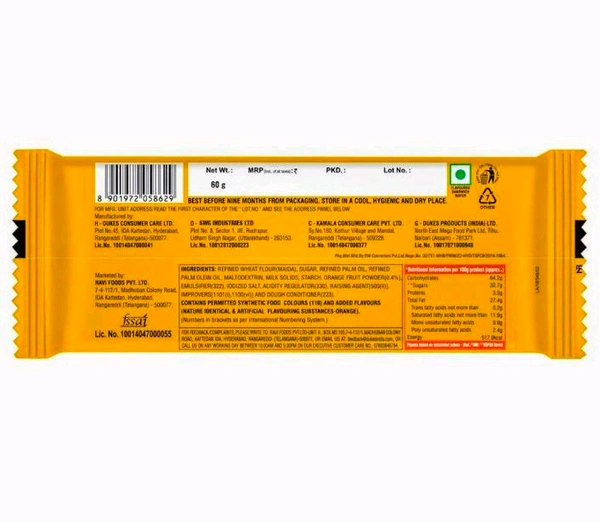 Dukes Waffy Orange Wafers 60 g