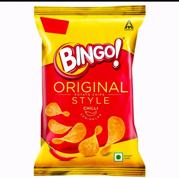 Bingo! Original Style Chilli Sprinkled - Flat Cut Spicy Potato Chips Pack for Snacks - 90g