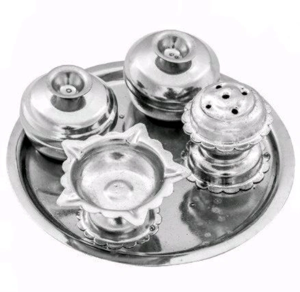 Shubhkart Nitya Steel Mini 4 In 1 Karanda Set