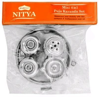 Shubhkart Nitya Steel Mini 4 In 1 Karanda Set