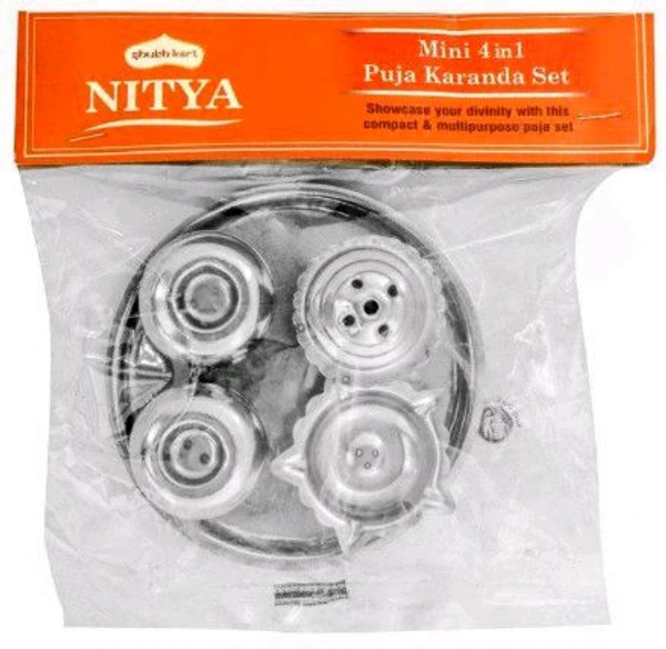 Shubhkart Nitya Steel Mini 4 In 1 Karanda Set
