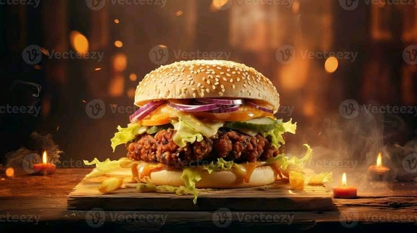 Wings Chicken Double Patty Burger 