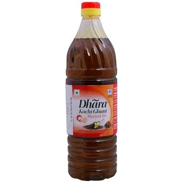 DHARA Premium kachi ghani pure Mustard Oil PET Bottle - 1L