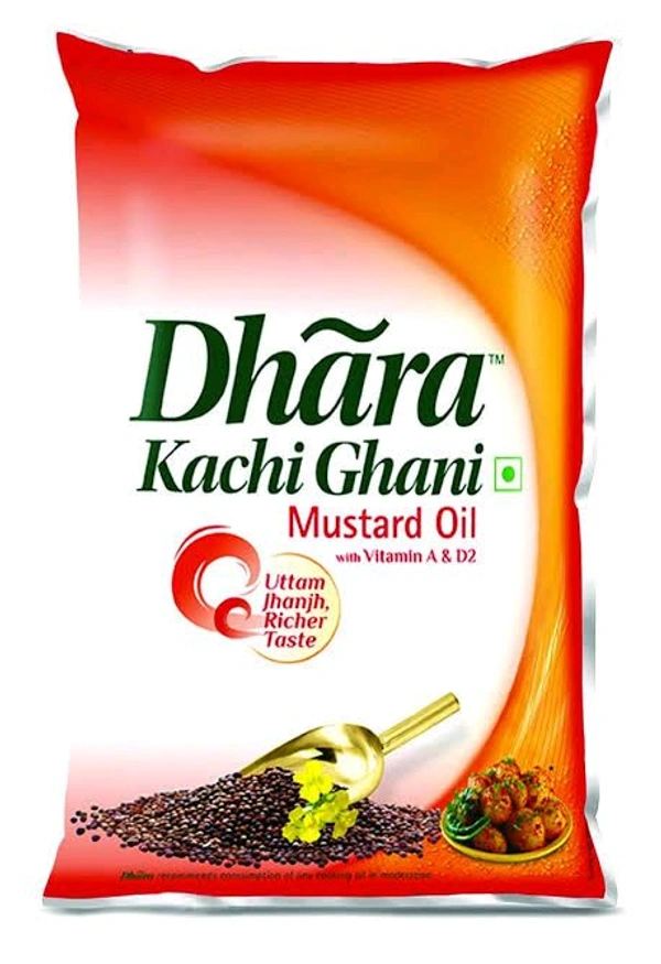DHARA Kachi Ghani Mustard Oil Pouch (Sorioh Tel) (1 L)