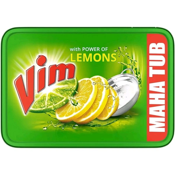 Vim Dishwash Bar Lemon Tub, Removes Stain And Grease From Utensils With Power Of Lemon, 500 g - 500g