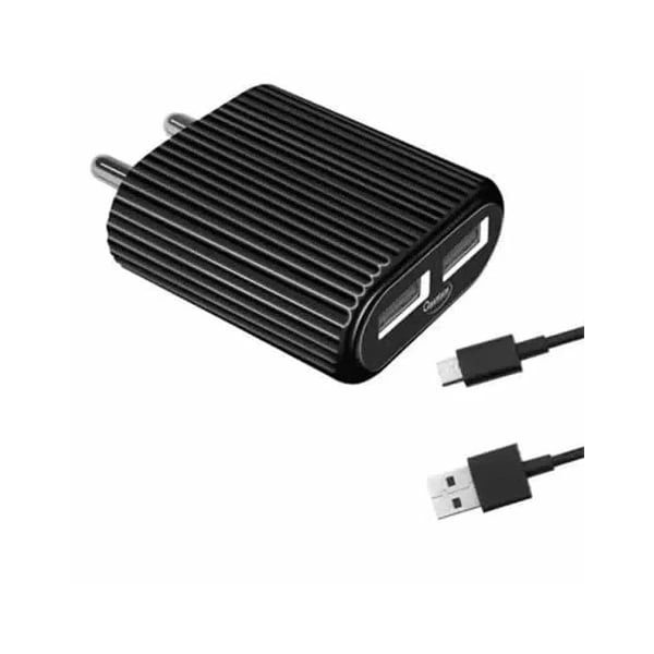 Quantum QWC-24211 12 W 2.4 A Multiport Mobile Charger with Detachable Cable - Black - Black