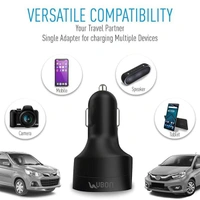Ubon UBON CH-85 Boostcharge Dual USB Car Charger 2.4A 2 Fast Charging Port Charge Adapter with Micro USB Data Cable for Mobile Phone, Tablet & GPS (Black) - Black