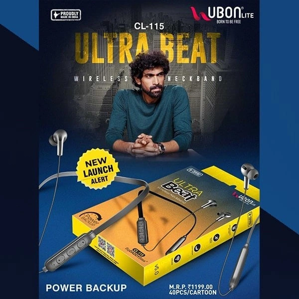 Ubon CL-115 Ultra Beat Wireless Neckband - Black