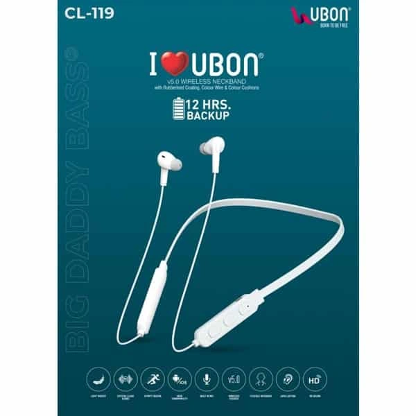 Ubon CL-119 Wireless Neckband with 12 Hours Playtime