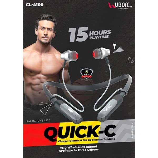 Ubon CL-4100 Quick-C Wireless Neckband with 15H Playtime