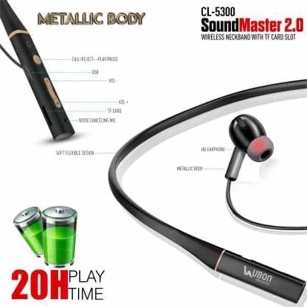 Ubon CL-5300 Wireless Neckband Bluetooth 20 Hours Playtime Bluetooth Headset