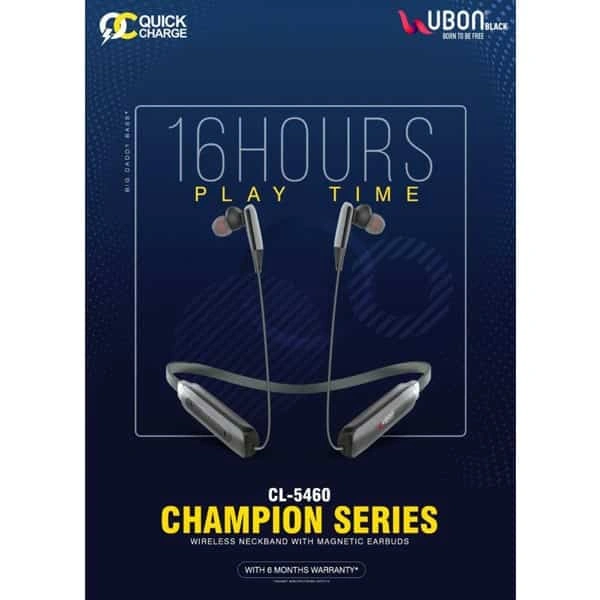 Ubon CL-5460 Wireless Neckband With Magnetic Earbuds