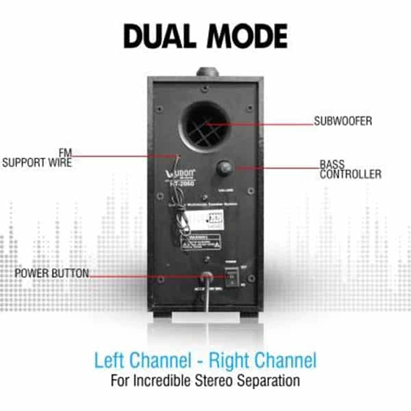 Ubon HT-2060 20 W Bluetooth Tower Speaker (Black, 2.1 Channel)