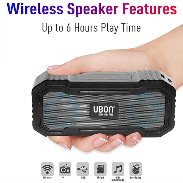 Ubon SP-185 Built-in Fm/USB/TF-Card Player 10 W Bluetooth Speaker - Red - Red
