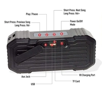 Ubon SP-185 Built-in Fm/USB/TF-Card Player 10 W Bluetooth Speaker - Red - Red