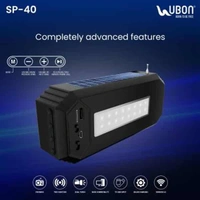 Ubon SP-40 Solar Chargeable Dual Torch 12W TWS Wireless Speaker - Red - Red