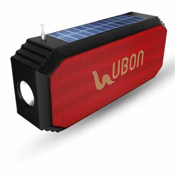 Ubon SP-40 Solar Chargeable Dual Torch 12W TWS Wireless Speaker - Red - Red