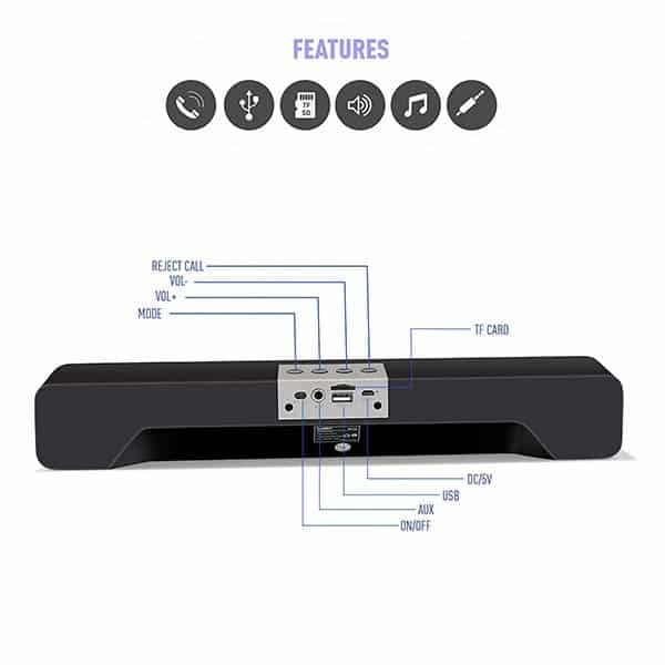 Ubon SP-70 Cool Bass 10 W Bluetooth Soundbar (Black, Stereo Channel)
