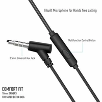 Ubon UB-2000 Earfit Bass Sound Earphone Wired Headset (Black)
