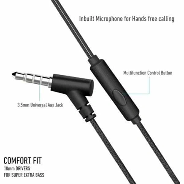 Ubon UB-2000 Earfit Bass Sound Earphone Wired Headset (Black)