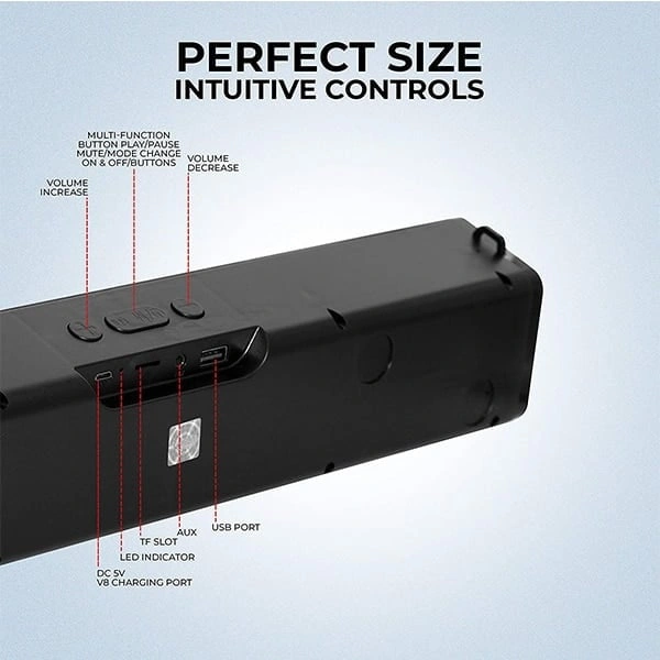 Ubon UBON Wireless 5.0 Soundbar SP-80 Beatbar 16 Watt Speaker with Belt (Black)