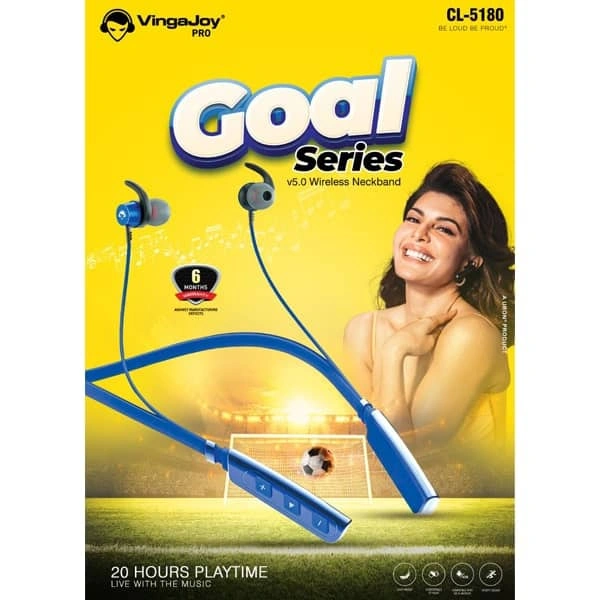 VingaJoy CL-5180 Goal Series Wireless Neckband with 20 Hours Playtime