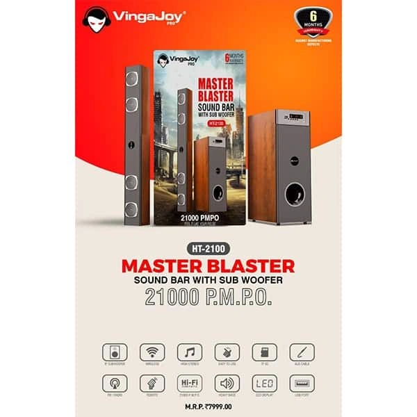 VingaJoy Vingajoy HT-2100 21000 PMPO Sound Bar with Sub Woofer