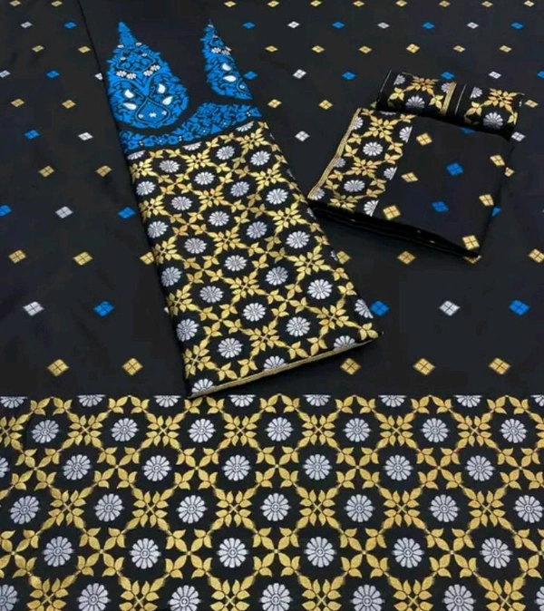 Mix POLY Paat Silk Blend Assamese Jura Mekhala Chador  - Free Size