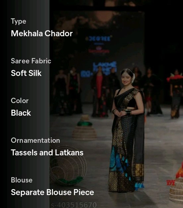 Mix POLY Paat Silk Blend Assamese Jura Mekhala Chador  - Free Size