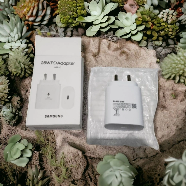 Samsung Mobile Charger PD 25 WATT Original - White, C Type Charger