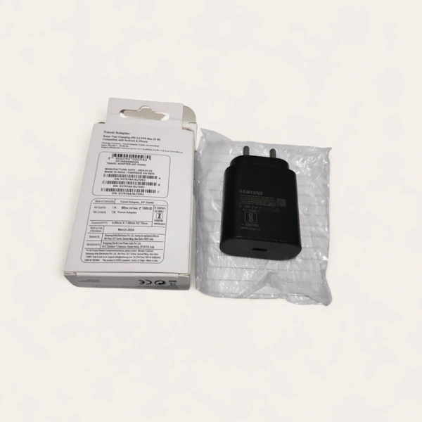 Samsung Mobile Charger PD 25 WATT Original - White, C Type Charger