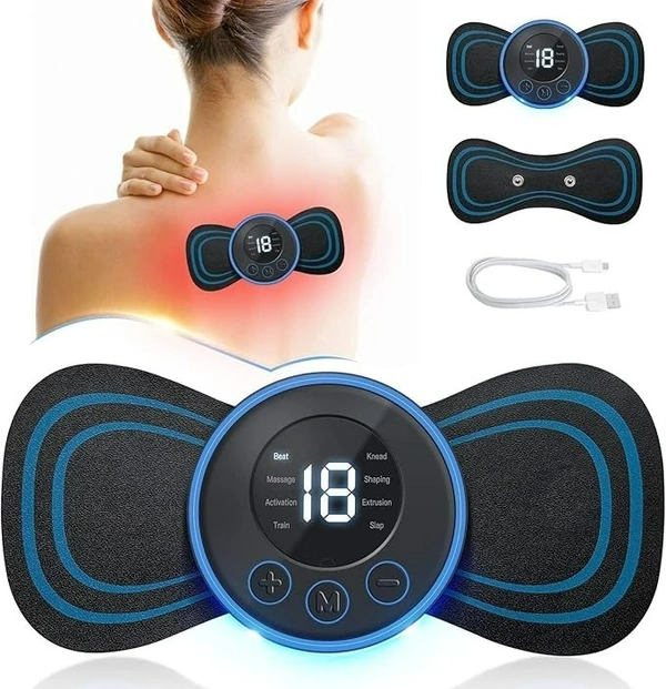 Body Massager Machine for Pain Relief Wireless Vibrating Massager 8 Mode & 19 Strength Level EMS Massager Mini Massager Butterfly Massager for Shoulder, Legs, Neck, Back Massager (1pcs)