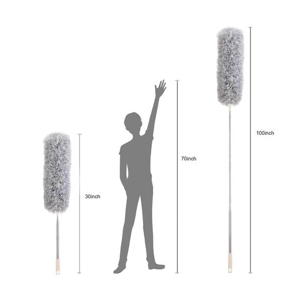 Upgraded Long Handle Microfiber Feather Ceiling Duster for Dust Cleaning with extendable Pole 30-100 Inch with Anti Scratch Bendable Head Brush for Cleaning High Cobweb Stick high Ceiling Fan
