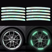 A2P 3D Reflective Luminous Tire Rim Wheel Sticker Stripe for Car, Motorcycle, Cycling Bike, Night Glow Reflection (Small Size: 9 x 0.7 Cm), Multicolour Colour 20