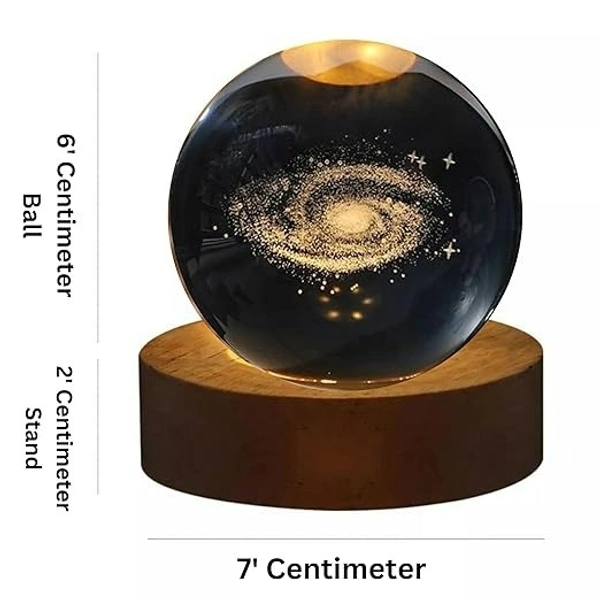 3D Galaxy Crystal Ball Night Lamp,Creative Engraved Crystal Ball Night Light, USB Table LED Wooden Crystal Ball for Home Decoration Birthday Gift for Teens, Boys, Girls (Galaxy)(Warm White)