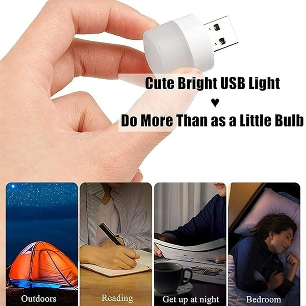 6 PCS Set A2P Plug in LED Night Light Mini USB LED Light Flexible USB LED Ambient Light Mini USB LED Light, LED Portable car Bulb, Indoor, Outdoor, Reading, Sleep (6 pcs, White, Pack of 1) - White