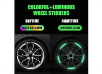 A2P 3D Reflective Luminous Tire Rim Wheel Sticker Stripe for Car, Motorcycle, Cycling Bike, Night Glow Reflection (Small Size: 9 x 0.7 Cm), Multicolour Colour 20