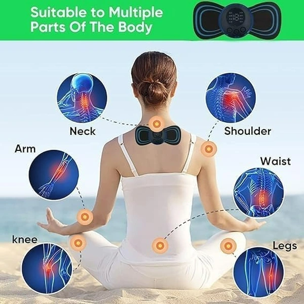 Body Massager Machine for Pain Relief Wireless Vibrating Massager 8 Mode & 19 Strength Level EMS Massager Mini Massager Butterfly Massager for Shoulder, Legs, Neck, Back Massager (1pcs)