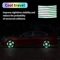 A2P 3D Reflective Luminous Tire Rim Wheel Sticker Stripe for Car, Motorcycle, Cycling Bike, Night Glow Reflection (Small Size: 9 x 0.7 Cm), Multicolour Colour 20