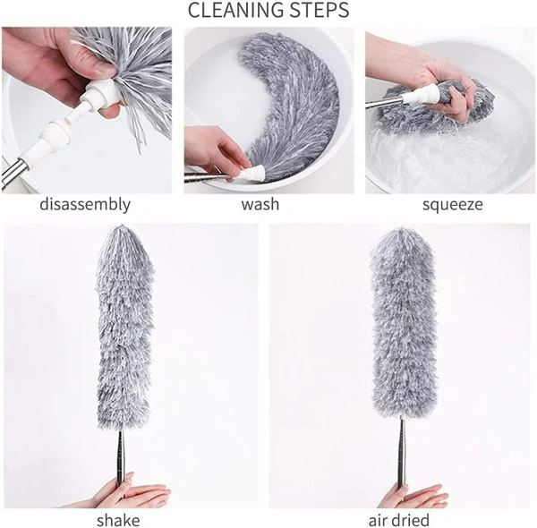 Upgraded Long Handle Microfiber Feather Ceiling Duster for Dust Cleaning with extendable Pole 30-100 Inch with Anti Scratch Bendable Head Brush for Cleaning High Cobweb Stick high Ceiling Fan