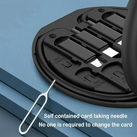 A2P All in One 60W USB Fast Charging Travel Cable Set Powerlink 9 in1 Functions Type C-C Cable Black Micro USB-A Convertor Phone Stand, Nano Sim Storage Space with Sim Tool