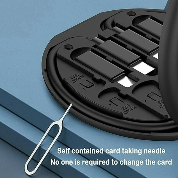 A2P All in One 60W USB Fast Charging Travel Cable Set Powerlink 9 in1 Functions Type C-C Cable Black Micro USB-A Convertor Phone Stand, Nano Sim Storage Space with Sim Tool
