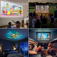 A2P UC 500 Projector, 400LM Portable Mini Home Theater LED Projector with Remote Controller, 3500 lm LED Corded Projector UC500 Support HDMI, AV, SD, USB Interfaces (MP51) White - Yellow, 10000027