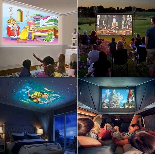 A2P UC 500 Projector, 400LM Portable Mini Home Theater LED Projector with Remote Controller, 3500 lm LED Corded Projector UC500 Support HDMI, AV, SD, USB Interfaces (MP51) White - Yellow, 10000027