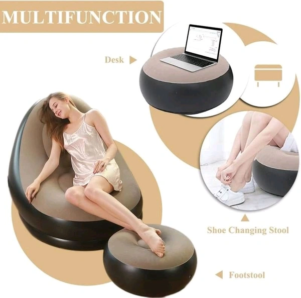 A2P Inflatable Sofa, For Adults And Children. Travelling, Hall, Bedroom, Gallary And Useful For Many Purposes - Gray, XXXL
