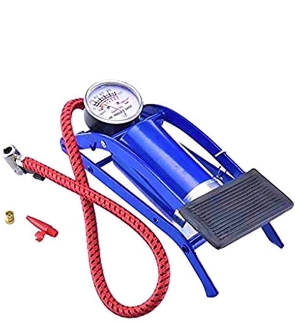 A2P Car, Tubeless Tyre, Bike, Bicycle - Multipurpose Portable Heavy Quality Air Foot Pump Heavy Compressor Sports Cylinder Tyre Inflator with Pressure Gauge. - Blue, Heavy Pump, 1