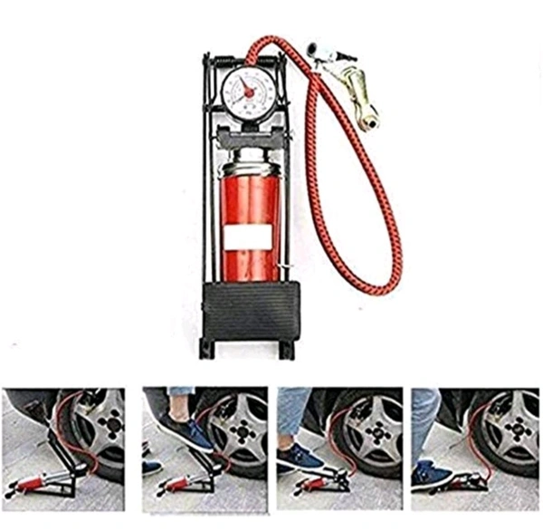 A2P Car, Tubeless Tyre, Bike, Bicycle - Multipurpose Portable Heavy Quality Air Foot Pump Heavy Compressor Sports Cylinder Tyre Inflator with Pressure Gauge. - Blue, Heavy Pump, 1