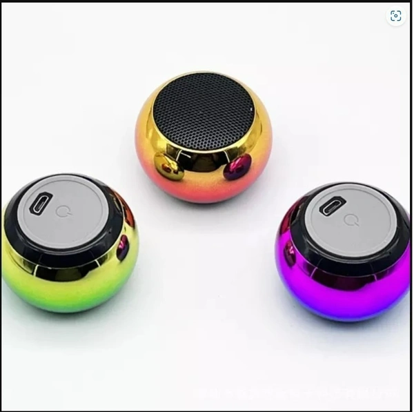 A2P Ultra Mini Wireless Bluetooth Speaker with Heavy Metal Electroplating Round Speaker | Wireless Power Button Controlled, 60 Min Running Battery & No Charging Cabale Pack of 1 (Random Multicolor)